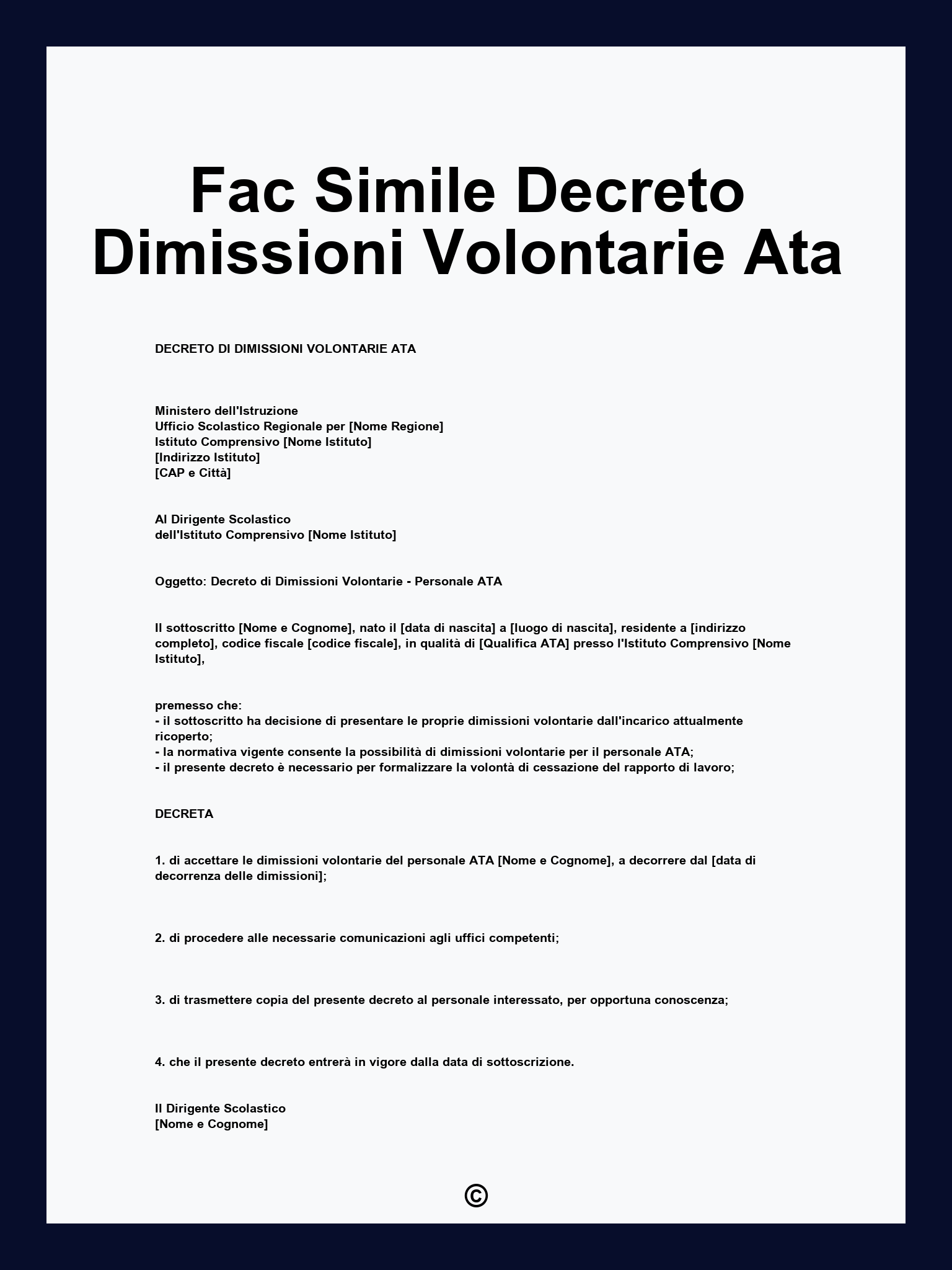 Fac Simile Decreto Dimissioni Volontarie Ata