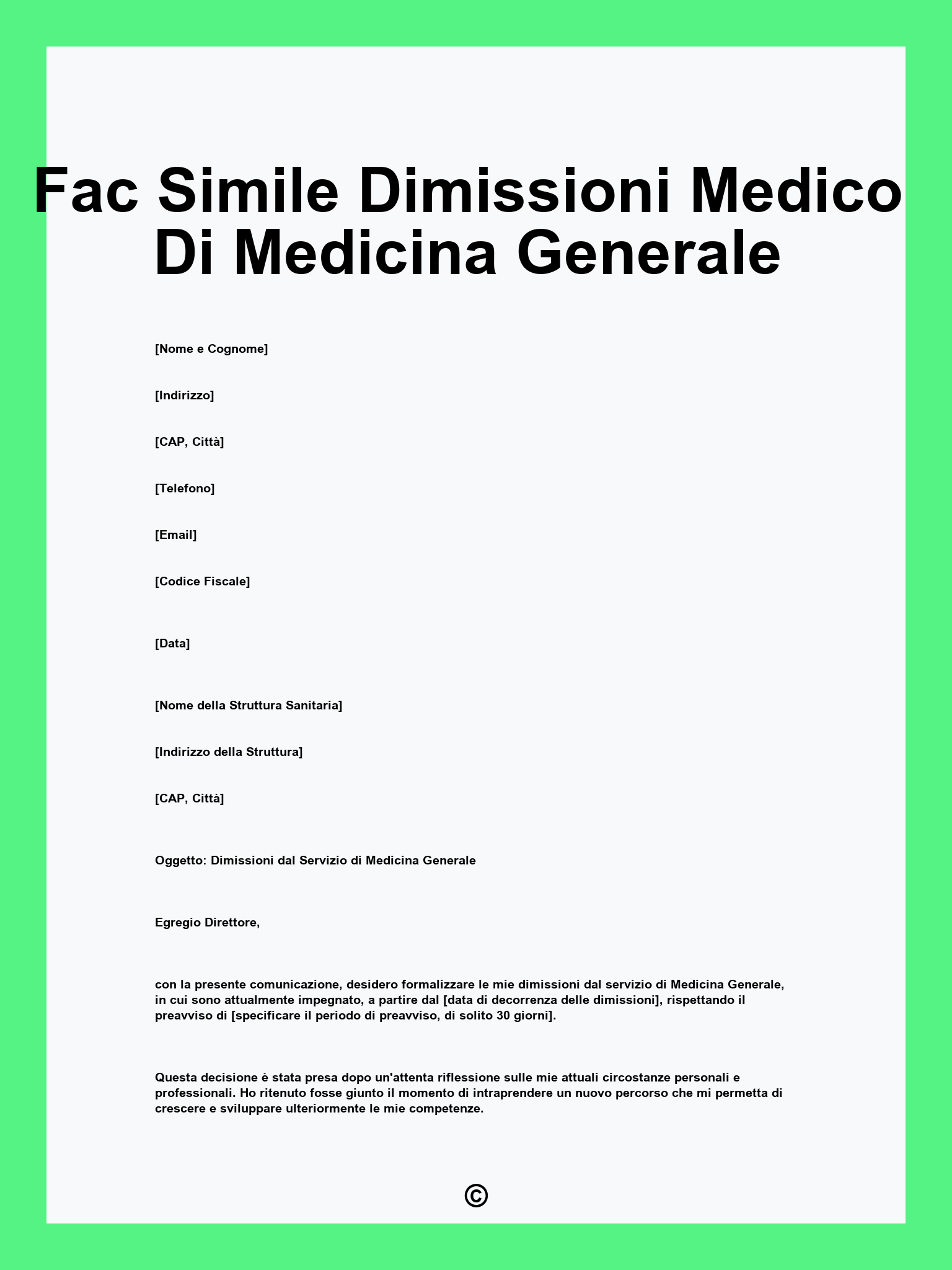 Fac Simile Dimissioni Medico Di Medicina Generale