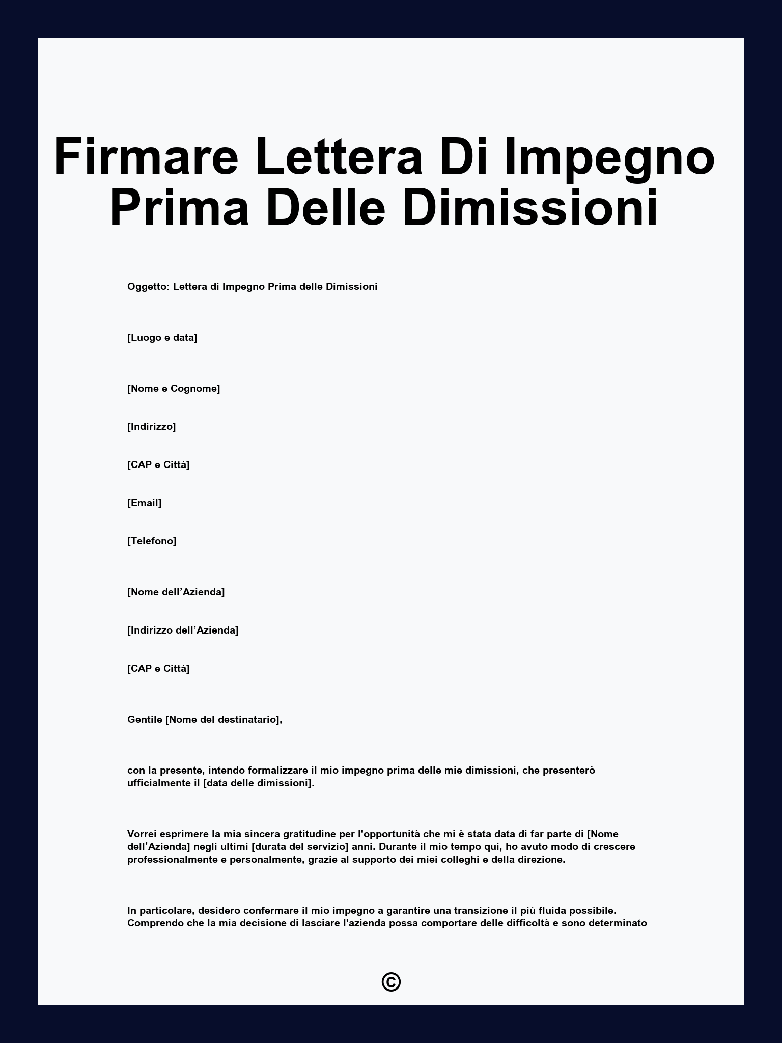 Firmare Lettera Di Impegno Prima Delle Dimissioni