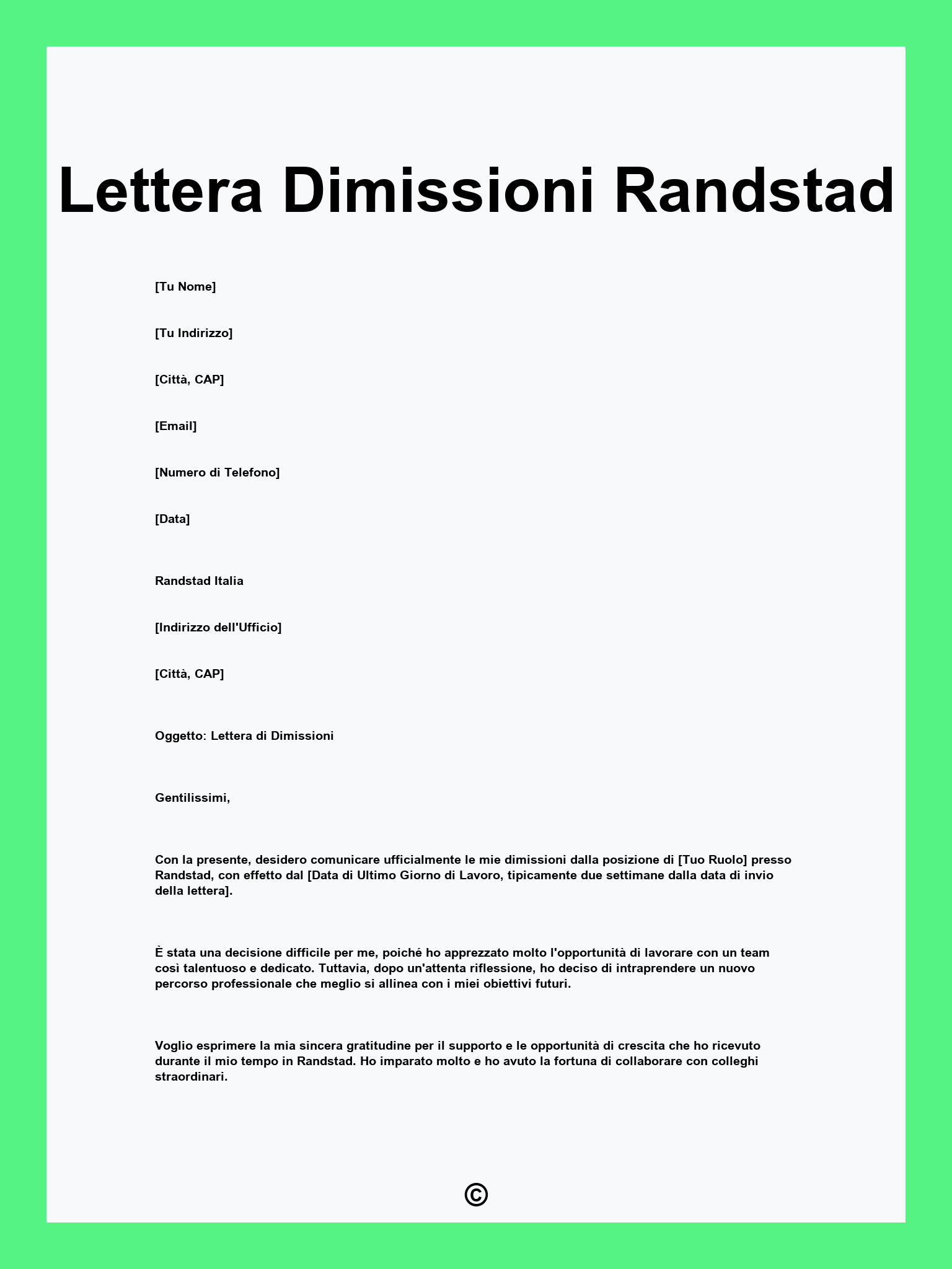 Lettera Dimissioni Randstad