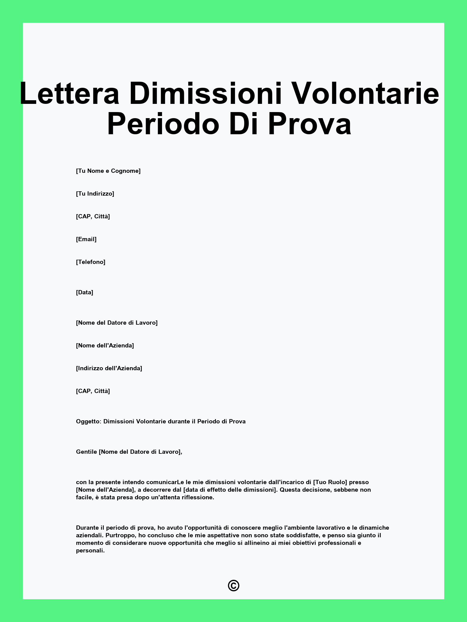 Lettera Dimissioni Volontarie Periodo Di Prova