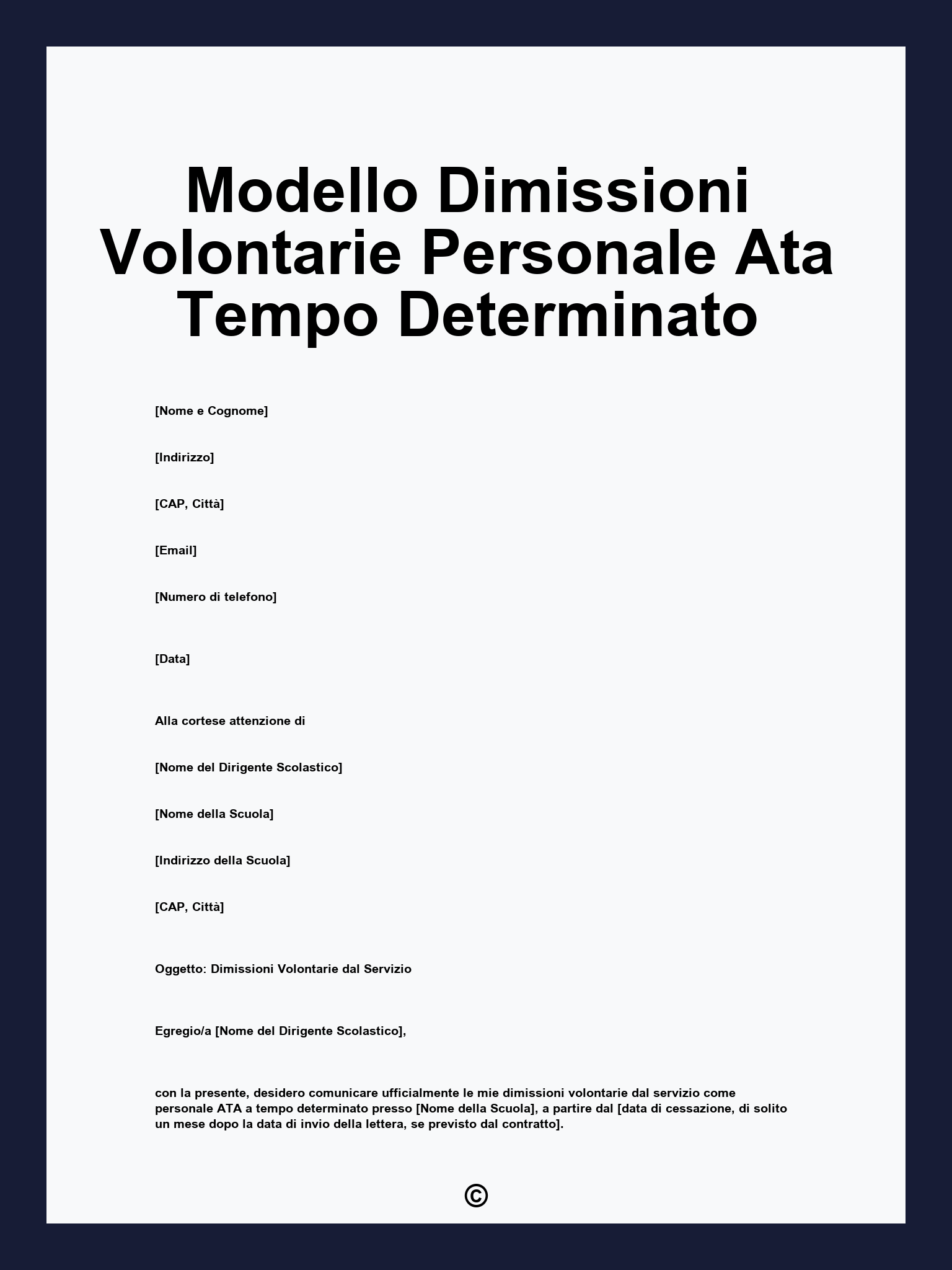 Modello Dimissioni Volontarie Personale Ata Tempo Determinato