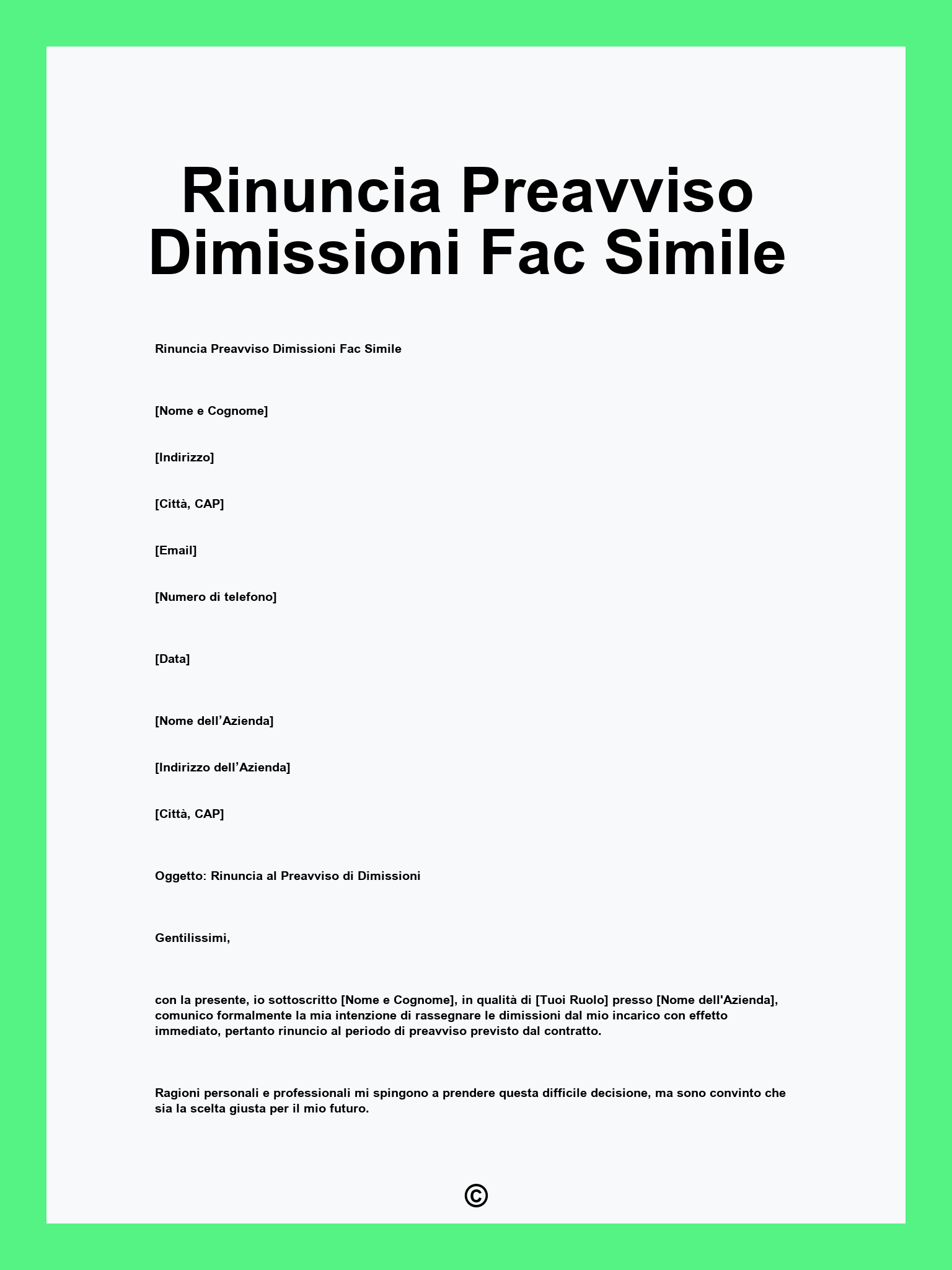 Rinuncia Preavviso Dimissioni Fac Simile
